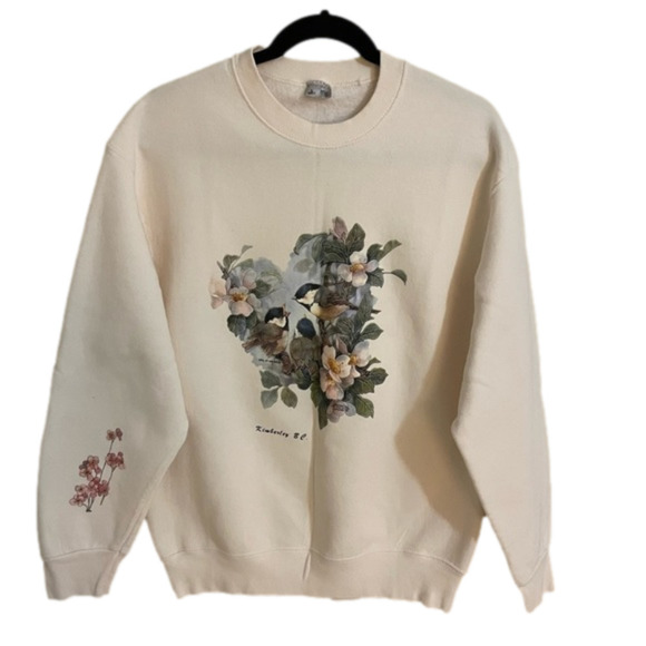 𝅺🎀 MFG Air Waves Vintage Off White Bird Graphic Sweatshirt, Size L - Picture 1 of 7